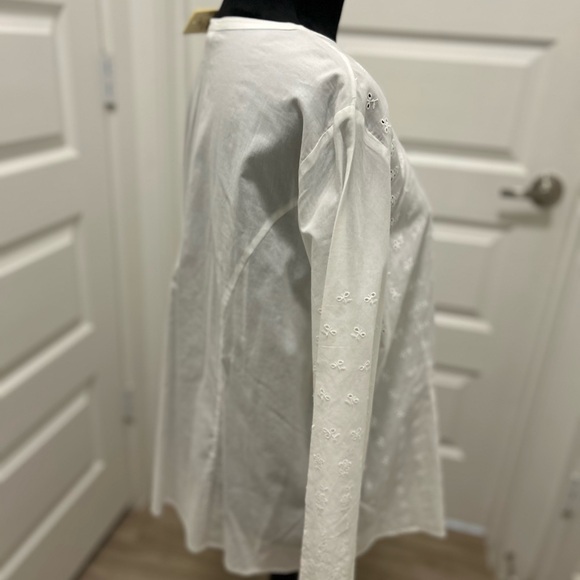 J Jill White Eyelet Lace Button Up Top Blouse Cotton XL NWT Cotton Cottagecore - Picture 8 of 13